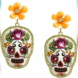 Sugar Skull Earrings Betsey Johnson Día de los Muertos. NWT